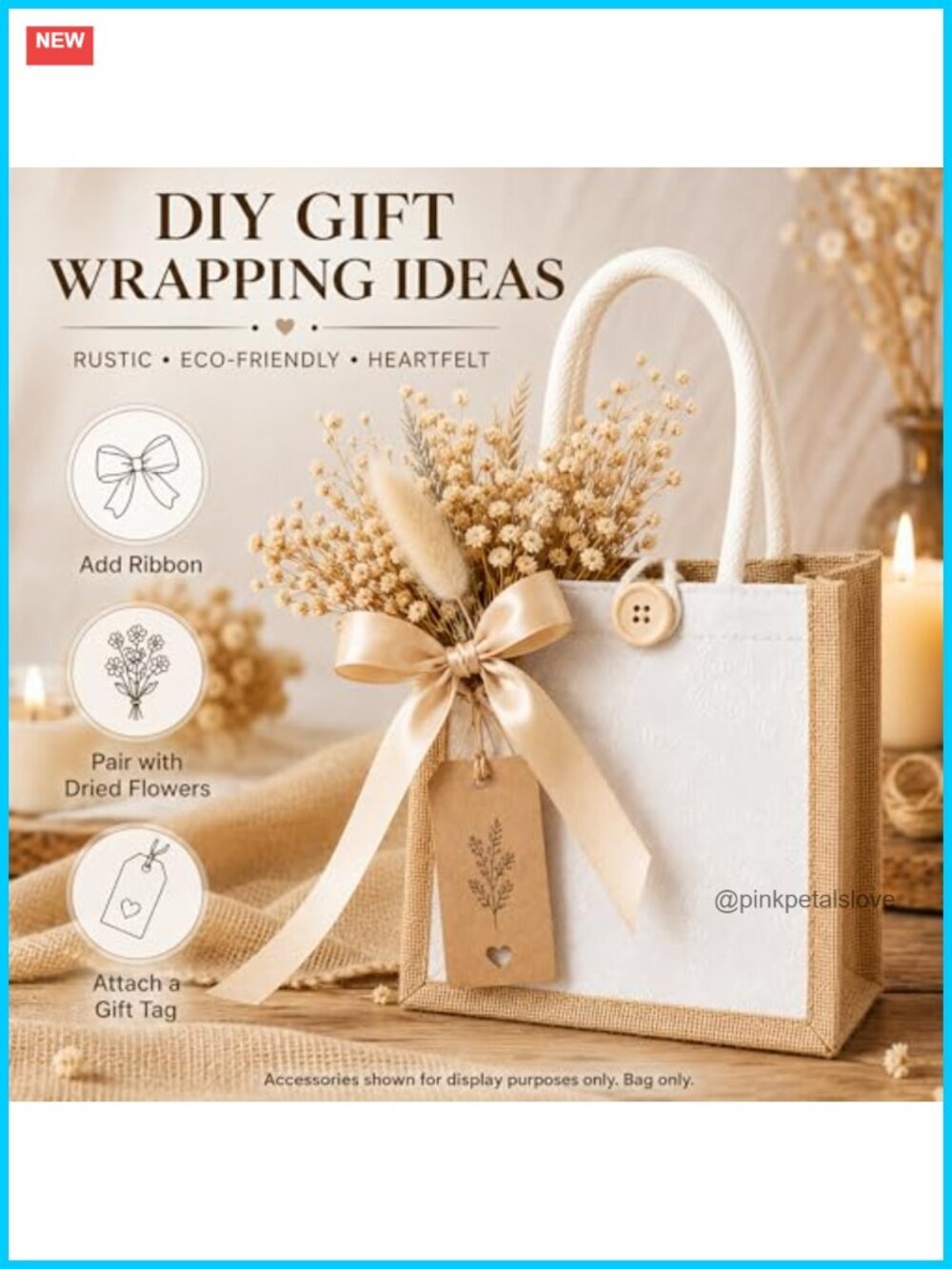 Mini Burlap Tote Bags 6 Pcs Jute Gift Bags with Handles for Party Favors, DIY - Picture 2 of 6